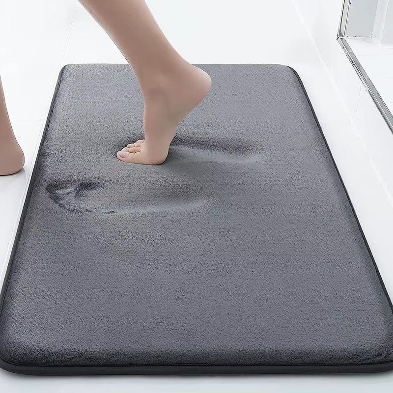 Hot Sale Solid Color Polyester Memory Sponge Flat Mat Toilet Door Non-slip Carpet Bathroom Absorbent Mat U Shape Mat Bath Rugs