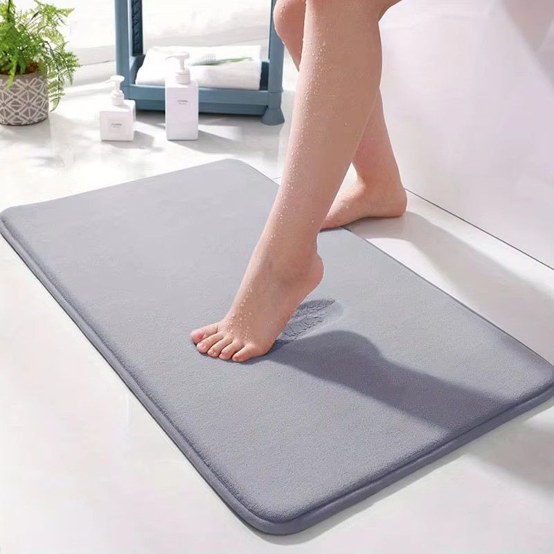 Hot Sale Solid Color Polyester Memory Sponge Flat Mat Toilet Door Non-slip Carpet Bathroom Absorbent Mat U Shape Mat Bath Rugs