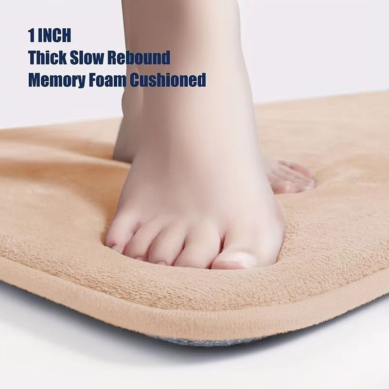 Hot Sale Solid Color Polyester Memory Sponge Flat Mat Toilet Door Non-slip Carpet Bathroom Absorbent Mat U Shape Mat Bath Rugs