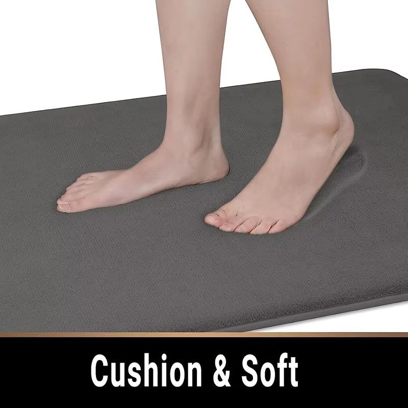 Hot Sale Solid Color Polyester Memory Sponge Flat Mat Toilet Door Non-slip Carpet Bathroom Absorbent Mat U Shape Mat Bath Rugs