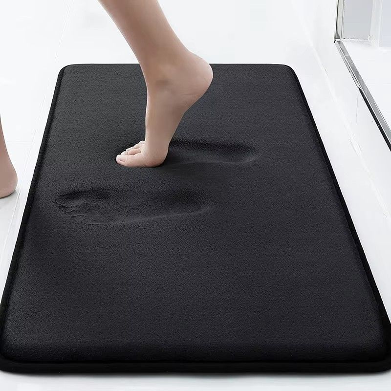 Hot Sale Solid Color Polyester Memory Sponge Flat Mat Toilet Door Non-slip Carpet Bathroom Absorbent Mat U Shape Mat Bath Rugs