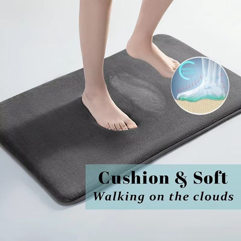 Hot Sale Solid Color Polyester Memory Sponge Flat Mat Toilet Door Non-slip Carpet Bathroom Absorbent Mat U Shape Mat Bath Rugs