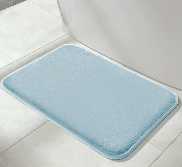 Hot Sale Solid Color Polyester Memory Sponge Flat Mat Toilet Door Non-slip Carpet Bathroom Absorbent Mat U Shape Mat Bath Rugs