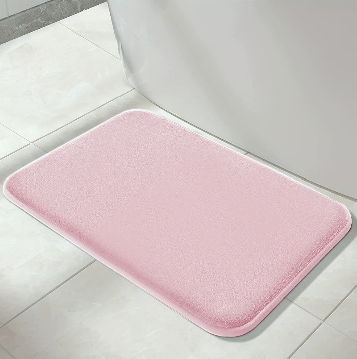 Hot Sale Solid Color Polyester Memory Sponge Flat Mat Toilet Door Non-slip Carpet Bathroom Absorbent Mat U Shape Mat Bath Rugs