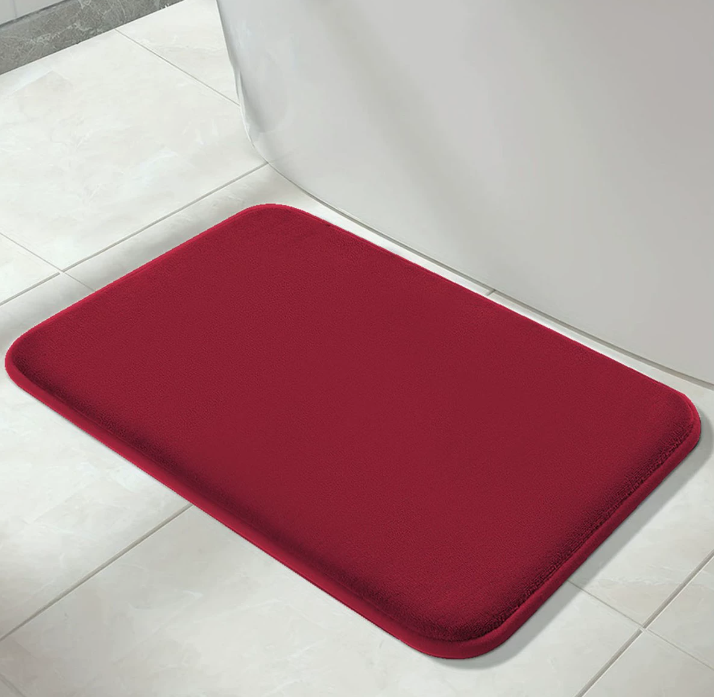Hot Sale Solid Color Polyester Memory Sponge Flat Mat Toilet Door Non-slip Carpet Bathroom Absorbent Mat U Shape Mat Bath Rugs
