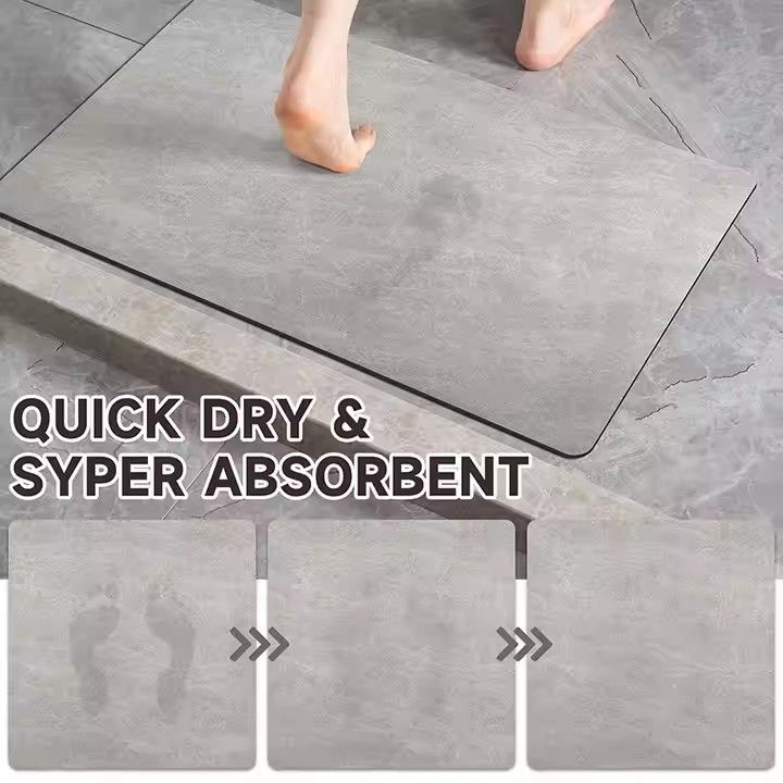 3.5mm Extra Thick Solid Color Bathroom Floor Home Non-slip Foot Absorbent Quick-drying Door Mat Bathroom Water Absorbent Rug Set Rubber Diatom Mud Anti Slip Diatomite Carpet Bath Mat