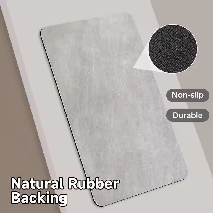 3.5mm Extra Thick Solid Color Bathroom Floor Home Non-slip Foot Absorbent Quick-drying Door Mat Bathroom Water Absorbent Rug Set Rubber Diatom Mud Anti Slip Diatomite Carpet Bath Mat