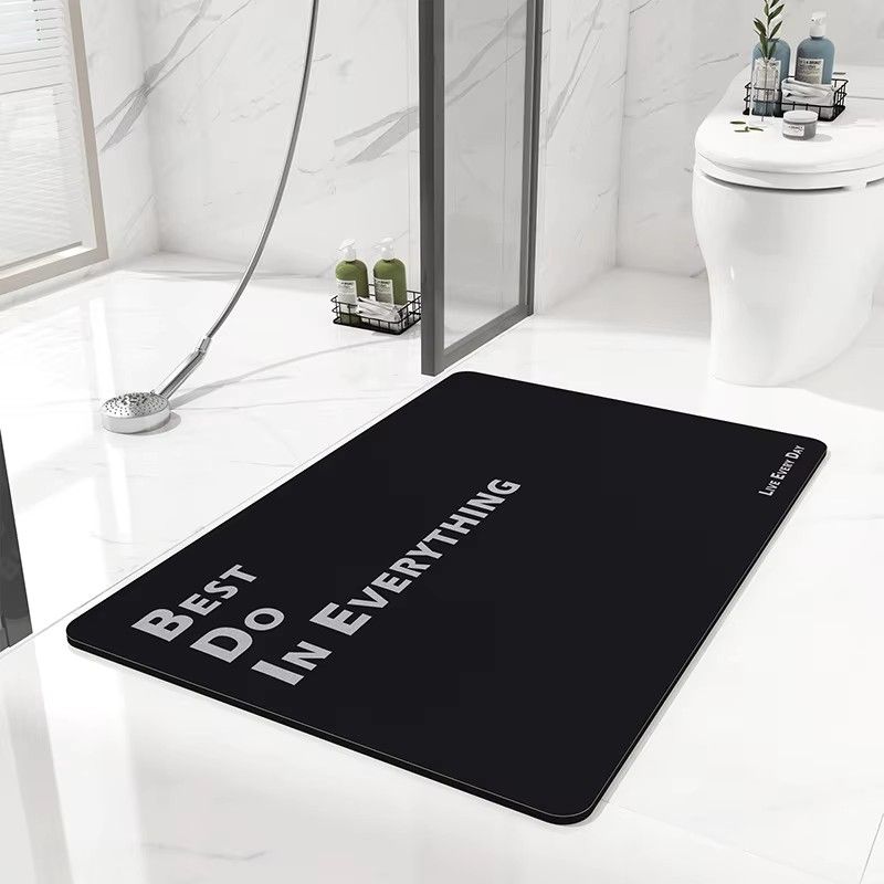 3.5mm Extra Thick Solid Color Bathroom Floor Home Non-slip Foot Absorbent Quick-drying Door Mat Bathroom Water Absorbent Rug Set Rubber Diatom Mud Anti Slip Diatomite Carpet Bath Mat