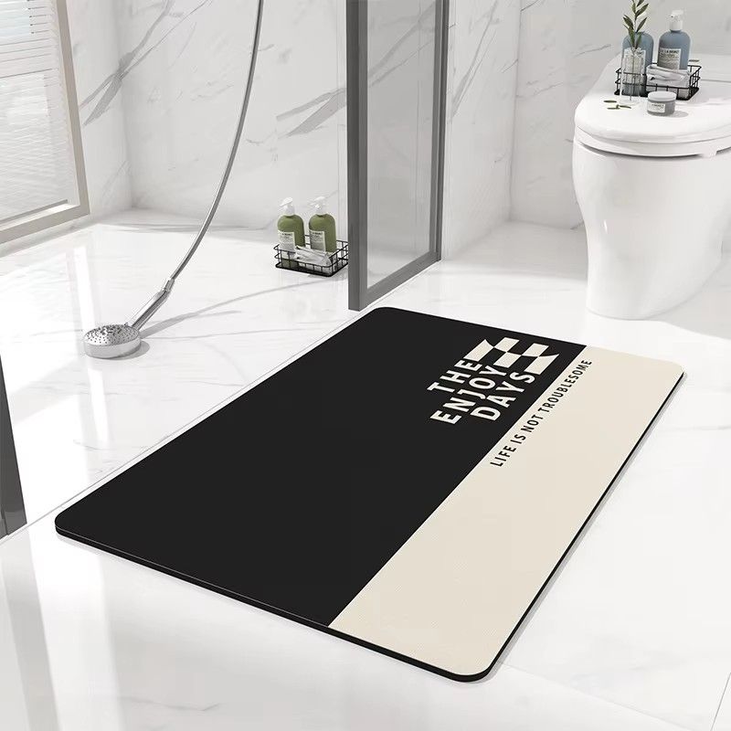 3.5mm Extra Thick Solid Color Bathroom Floor Home Non-slip Foot Absorbent Quick-drying Door Mat Bathroom Water Absorbent Rug Set Rubber Diatom Mud Anti Slip Diatomite Carpet Bath Mat