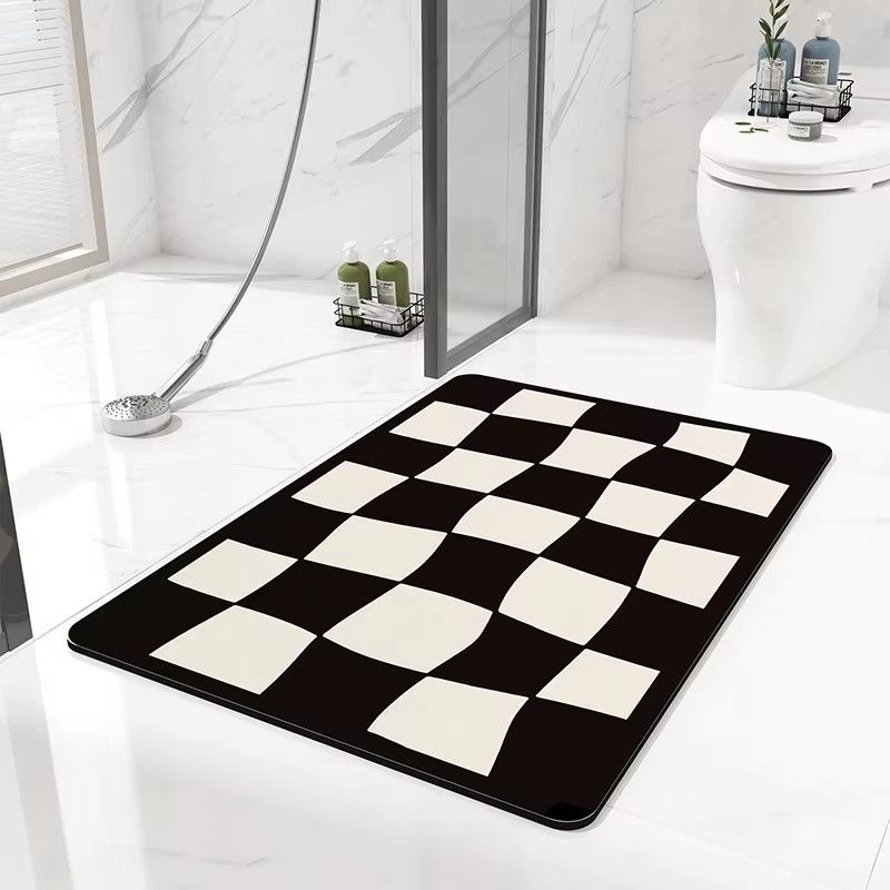 3.5mm Extra Thick Solid Color Bathroom Floor Home Non-slip Foot Absorbent Quick-drying Door Mat Bathroom Water Absorbent Rug Set Rubber Diatom Mud Anti Slip Diatomite Carpet Bath Mat