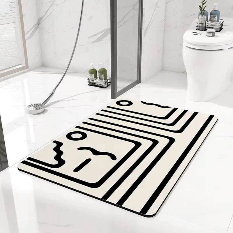 3.5mm Extra Thick Solid Color Bathroom Floor Home Non-slip Foot Absorbent Quick-drying Door Mat Bathroom Water Absorbent Rug Set Rubber Diatom Mud Anti Slip Diatomite Carpet Bath Mat