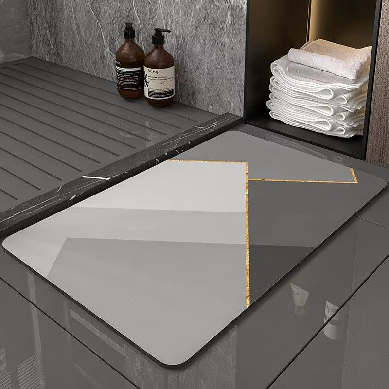 3.5mm Extra Thick Solid Color Bathroom Floor Home Non-slip Foot Absorbent Quick-drying Door Mat Bathroom Water Absorbent Rug Set Rubber Diatom Mud Anti Slip Diatomite Carpet Bath Mat