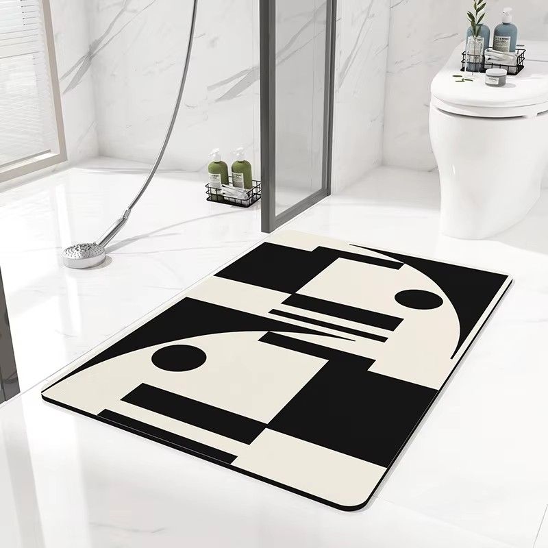 3.5mm Extra Thick Solid Color Bathroom Floor Home Non-slip Foot Absorbent Quick-drying Door Mat Bathroom Water Absorbent Rug Set Rubber Diatom Mud Anti Slip Diatomite Carpet Bath Mat