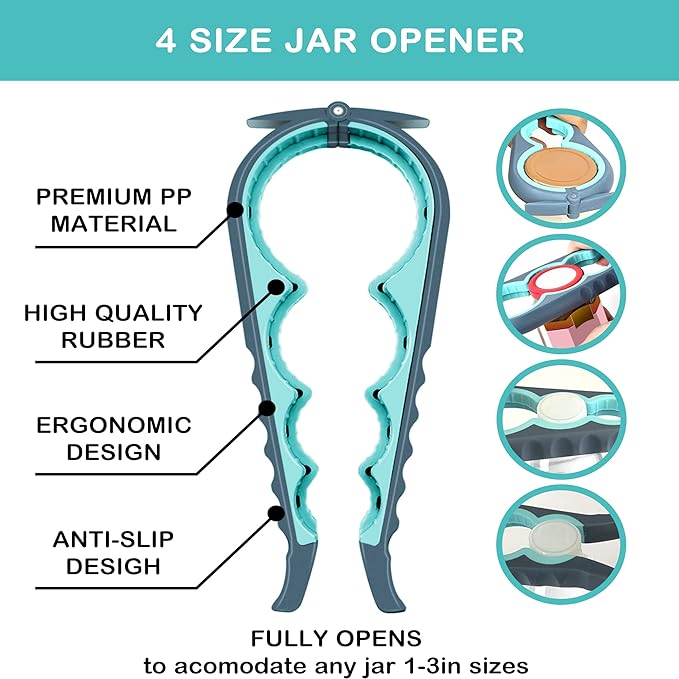 Kitchen Accessories bar Tools Silicone Can Jar Opener Gripper Wine Opener Corkscrew Beer Cap Bottle Opener,Universal Rubber Jar Opener Grip Pad for Easy Bottle Lid Removal Kitchen Tool