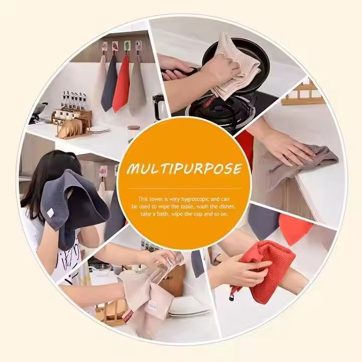 6PCS Custom High Quality 100% Cotton Kitchen Hand Towel Waffle Weave Cleaning Cloths Soft Absorbent Waffle Tea Towel Set for Kitchen Dish Cloths & Dish Towels