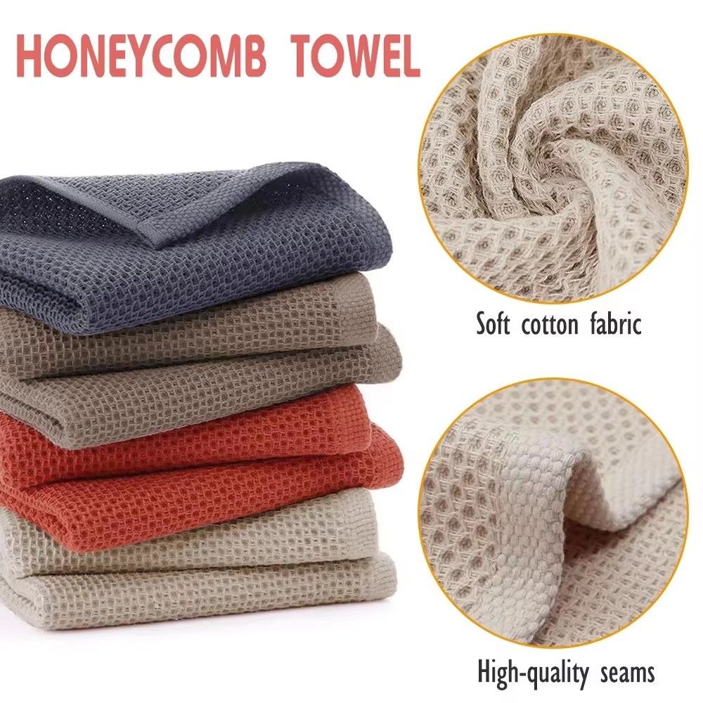 6PCS Custom High Quality 100% Cotton Kitchen Hand Towel Waffle Weave Cleaning Cloths Soft Absorbent Waffle Tea Towel Set for Kitchen Dish Cloths & Dish Towels