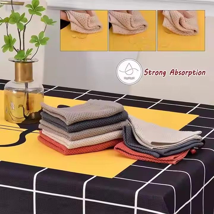 6PCS Custom High Quality 100% Cotton Kitchen Hand Towel Waffle Weave Cleaning Cloths Soft Absorbent Waffle Tea Towel Set for Kitchen Dish Cloths & Dish Towels