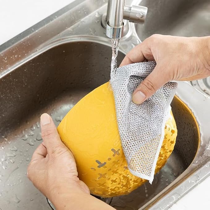10 piece New Multipurpose Wire Dishwashing Rags, Wet and Dry, Metal Scrubbing Pads Sponge Cloths Towels, Non-Scratch Wire Rags for Home Kitchen Dishes, Sinks, Pack of 10 Dish Cloths & Dish Towels