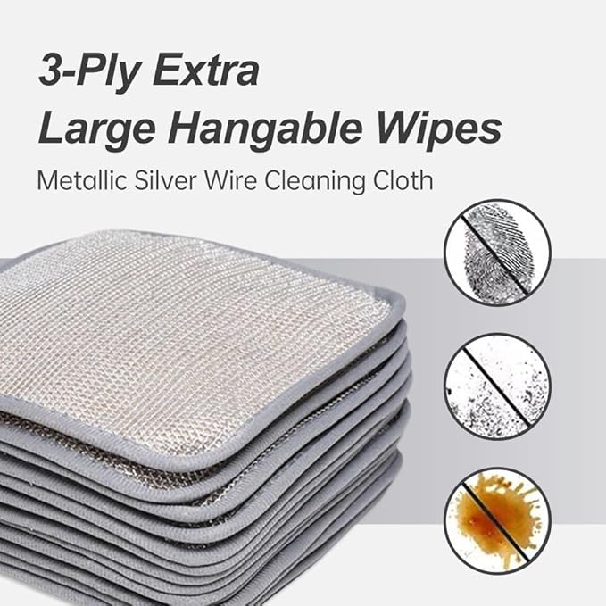 10 piece New Multipurpose Wire Dishwashing Rags, Wet and Dry, Metal Scrubbing Pads Sponge Cloths Towels, Non-Scratch Wire Rags for Home Kitchen Dishes, Sinks, Pack of 10 Dish Cloths & Dish Towels