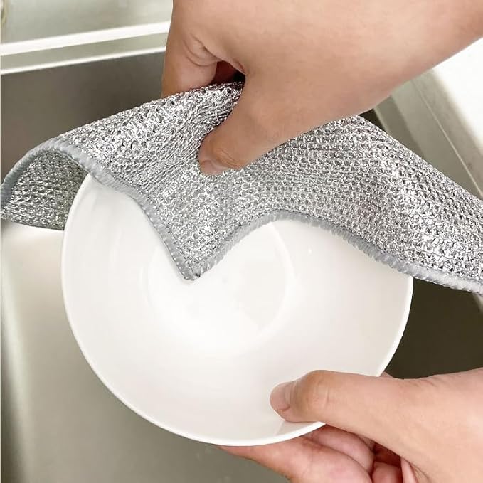 10 piece New Multipurpose Wire Dishwashing Rags, Wet and Dry, Metal Scrubbing Pads Sponge Cloths Towels, Non-Scratch Wire Rags for Home Kitchen Dishes, Sinks, Pack of 10 Dish Cloths & Dish Towels