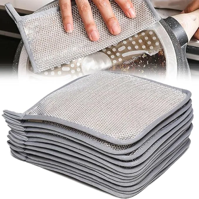 10 piece New Multipurpose Wire Dishwashing Rags, Wet and Dry, Metal Scrubbing Pads Sponge Cloths Towels, Non-Scratch Wire Rags for Home Kitchen Dishes, Sinks, Pack of 10 Dish Cloths & Dish Towels