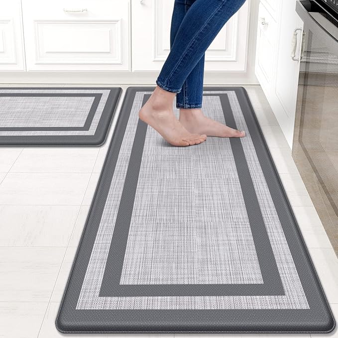 Kitchen Mat [2 PCS] Cushioned Anti-Fatigue Rugs Non-Skid Waterproof Ergonomic Comfort Standing Mat for Kitchen, Floor, Office, Sink, Laundry