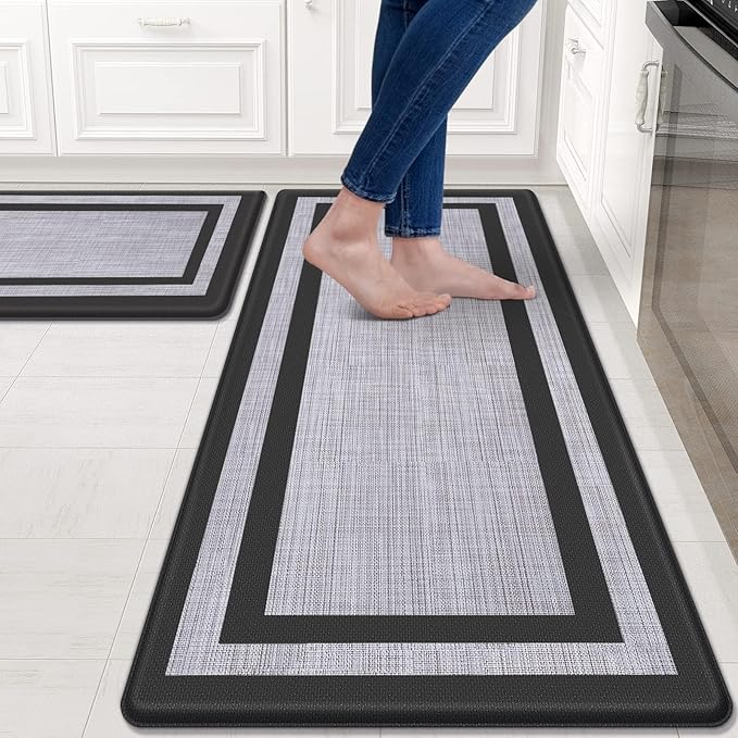 Kitchen Mat [2 PCS] Cushioned Anti-Fatigue Rugs Non-Skid Waterproof Ergonomic Comfort Standing Mat for Kitchen, Floor, Office, Sink, Laundry