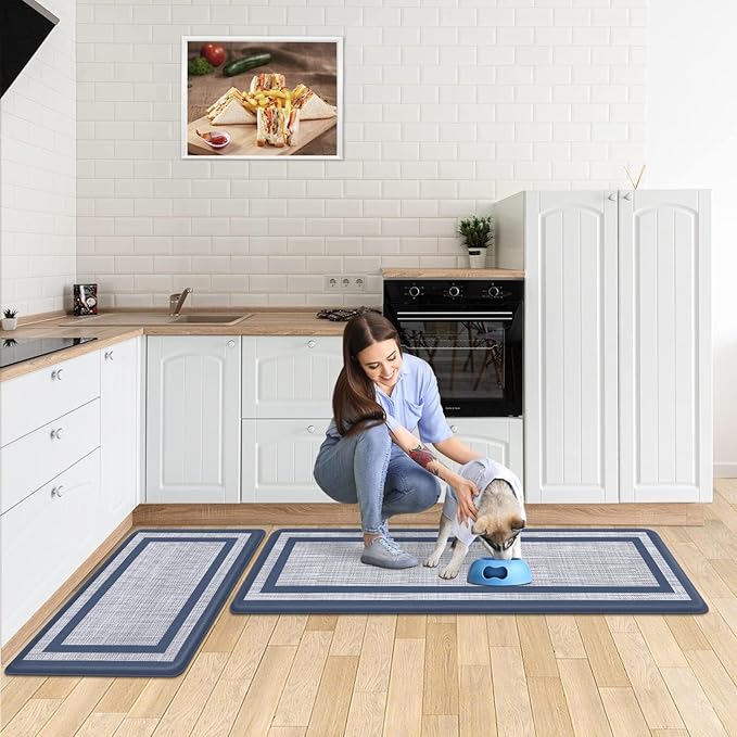 Kitchen Mat [2 PCS] Cushioned Anti-Fatigue Rugs Non-Skid Waterproof Ergonomic Comfort Standing Mat for Kitchen, Floor, Office, Sink, Laundry
