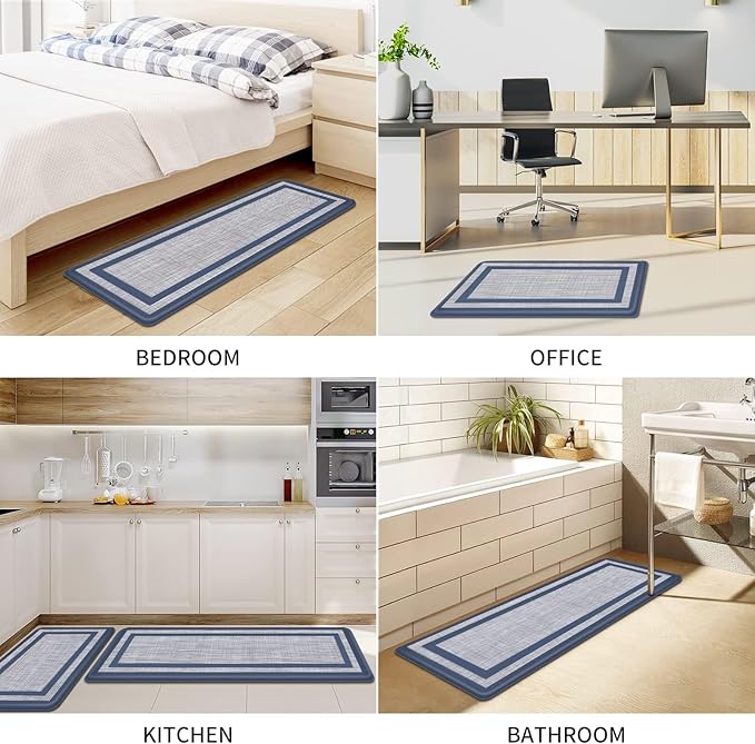 Kitchen Mat [2 PCS] Cushioned Anti-Fatigue Rugs Non-Skid Waterproof Ergonomic Comfort Standing Mat for Kitchen, Floor, Office, Sink, Laundry