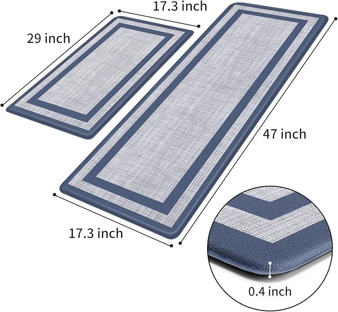 Kitchen Mat [2 PCS] Cushioned Anti-Fatigue Rugs Non-Skid Waterproof Ergonomic Comfort Standing Mat for Kitchen, Floor, Office, Sink, Laundry