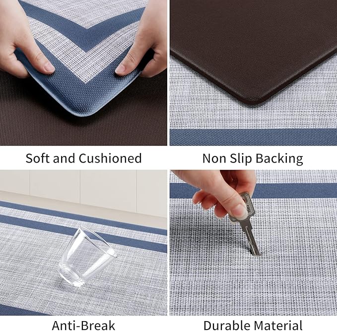 Kitchen Mat [2 PCS] Cushioned Anti-Fatigue Rugs Non-Skid Waterproof Ergonomic Comfort Standing Mat for Kitchen, Floor, Office, Sink, Laundry