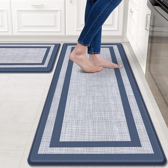 Kitchen Mat [2 PCS] Cushioned Anti-Fatigue Rugs Non-Skid Waterproof Ergonomic Comfort Standing Mat for Kitchen, Floor, Office, Sink, Laundry