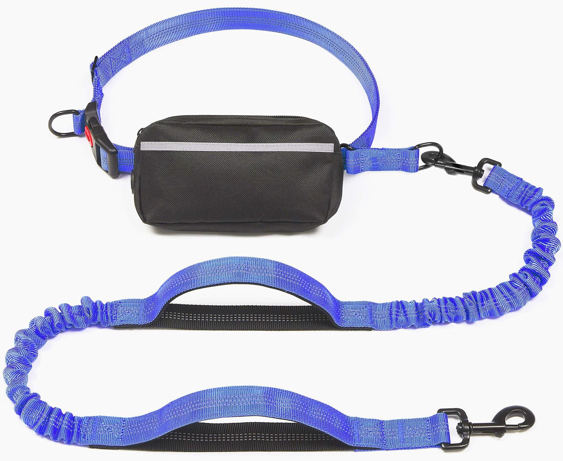 Hands Free Dog Leash with Zipper Pouch, Dual Padded Handles and Durable Bungee for Walking, Jogging and Running Your Dog,