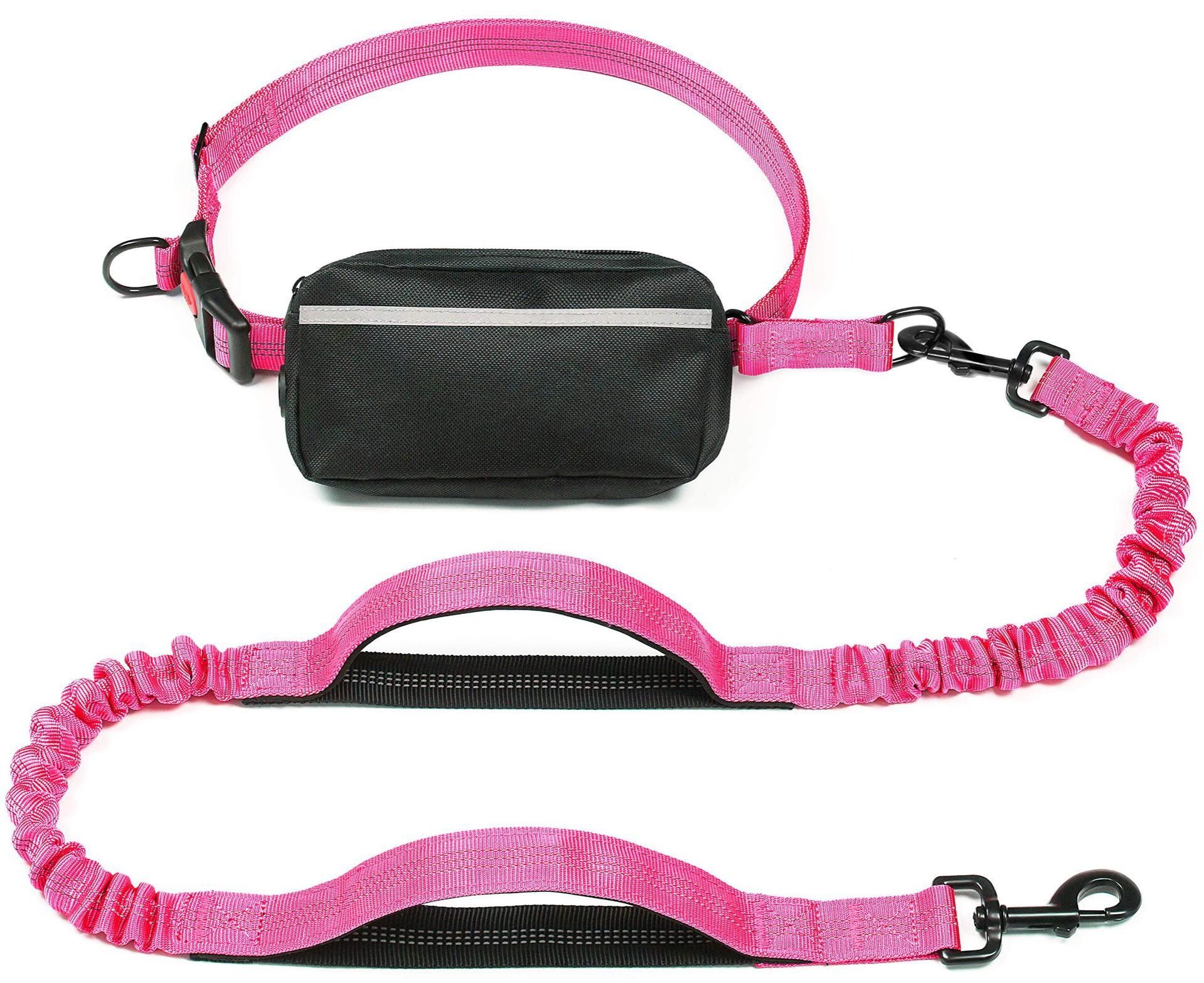 Hands Free Dog Leash with Zipper Pouch, Dual Padded Handles and Durable Bungee for Walking, Jogging and Running Your Dog,