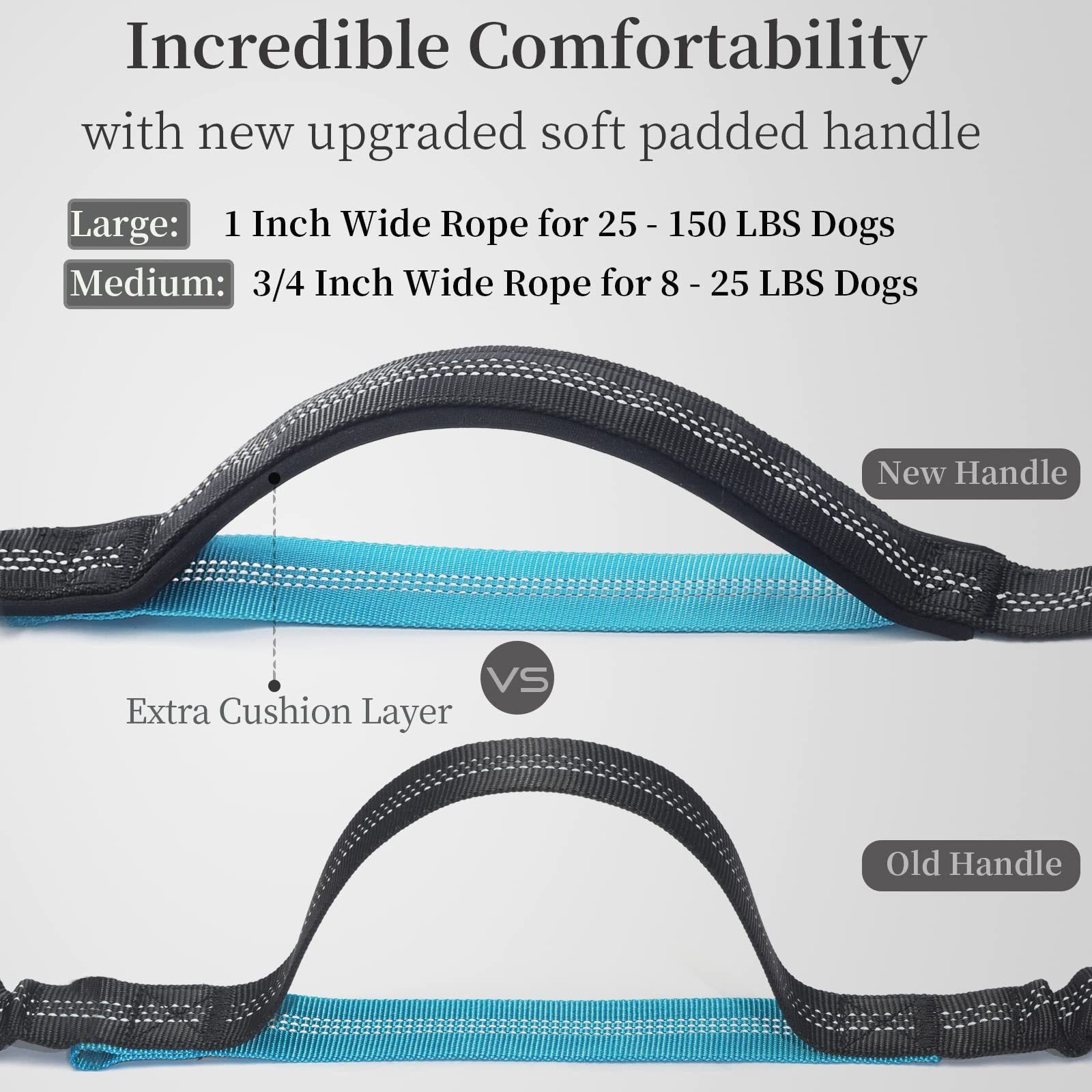 Hands Free Dog Leash with Zipper Pouch, Dual Padded Handles and Durable Bungee for Walking, Jogging and Running Your Dog,