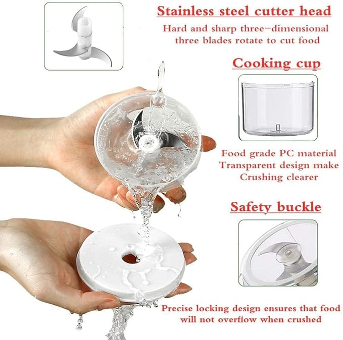 250ML Electric Garlic Chopper, Mini Portable Veggie Chopper, Garlic Grinder Masher Onion Chopper, Blender to Vegetable, Wireless Food Processor for Ginger, Chili, Fruit, Meat, etc