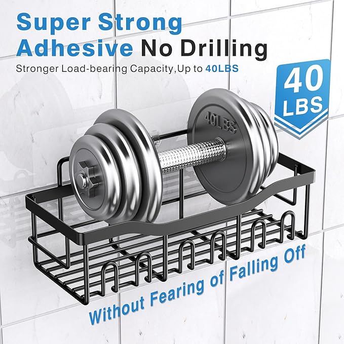 Adhesive Shower Caddy, 5 Pack Rustproof Stainless Steel Bath Organizers With Large Capacity, No Drilling Shelves for Bathroom Storage & Home Decor,Bathroom Shelves