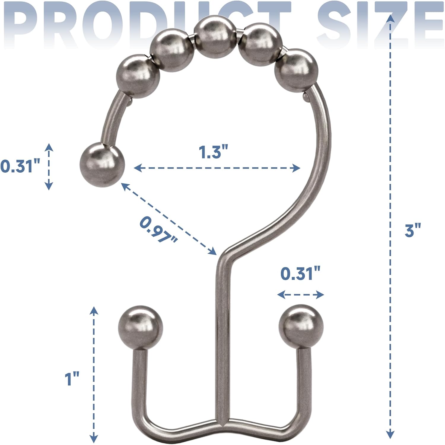 Black Shower Curtain Hooks Rings, Rust-Resistant Metal Double Glide Shower Hooks for Bathroom Shower Rods Curtains, Set of 12 Hooks,Shower Curtains, Hooks & Liners
