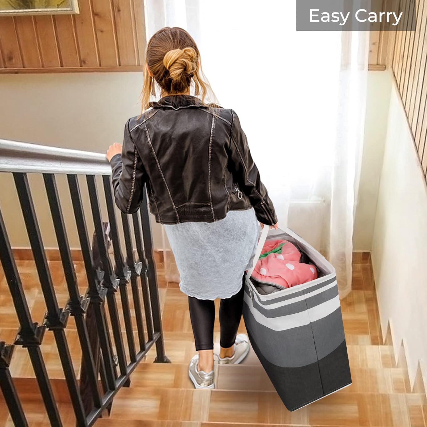 Large Laundry Baskets, Waterproof, Freestanding Laundry Hampers, Collapsible Clothes Hamper with Reinforced Handles in Laundry Room, College Dorm, Bathroom, Bedroom