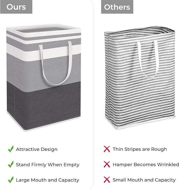 Large Laundry Baskets, Waterproof, Freestanding Laundry Hampers, Collapsible Clothes Hamper with Reinforced Handles in Laundry Room, College Dorm, Bathroom, Bedroom