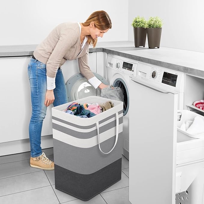 Large Laundry Baskets, Waterproof, Freestanding Laundry Hampers, Collapsible Clothes Hamper with Reinforced Handles in Laundry Room, College Dorm, Bathroom, Bedroom