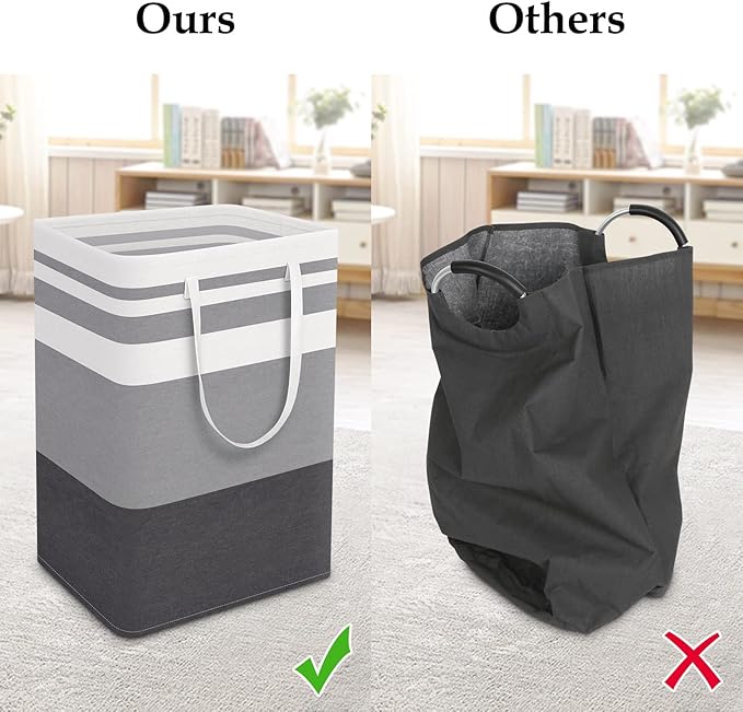 Large Laundry Baskets, Waterproof, Freestanding Laundry Hampers, Collapsible Clothes Hamper with Reinforced Handles in Laundry Room, College Dorm, Bathroom, Bedroom