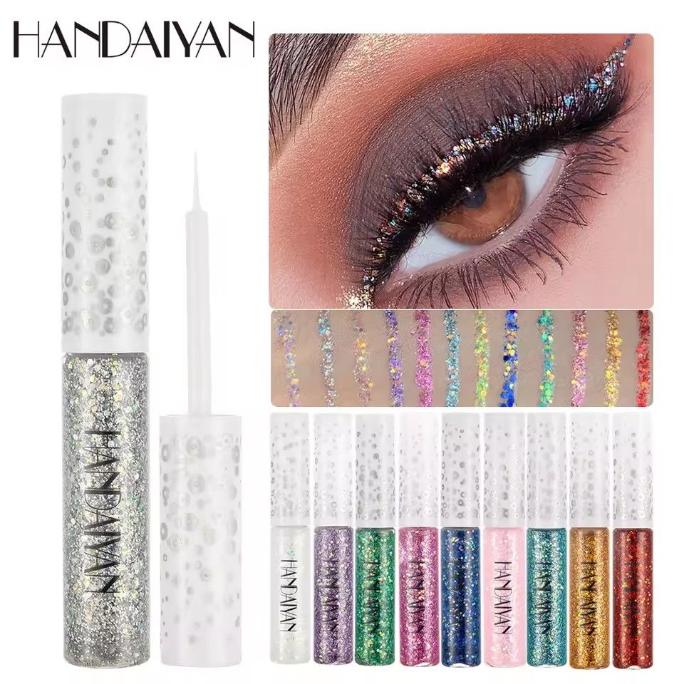 HANDAIYAN 12 Pcs/set Glitter Liquid Eyeliner Dreamy Shiny Eyeliner Set Jelly Colorful Sequined Eyeshadow Waterproof Anti-sweat Liquid Eyeliner