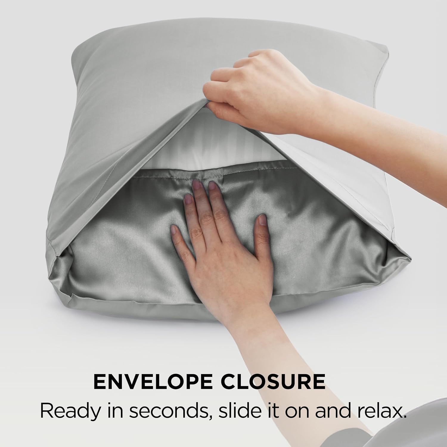 Satin Pillowcase 2 Pack Similar to Silk Pillow Cases Standard Size, Pillow Case for Sleeping Women with Envelope Closure, Gifts for Women Men, Champagne Gold, 20x26 Inches, 2pcs（No pillow core）