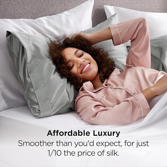 Satin Pillowcase 2 Pack Similar to Silk Pillow Cases Standard Size, Pillow Case for Sleeping Women with Envelope Closure, Gifts for Women Men, Champagne Gold, 20x26 Inches, 2pcs（No pillow core）