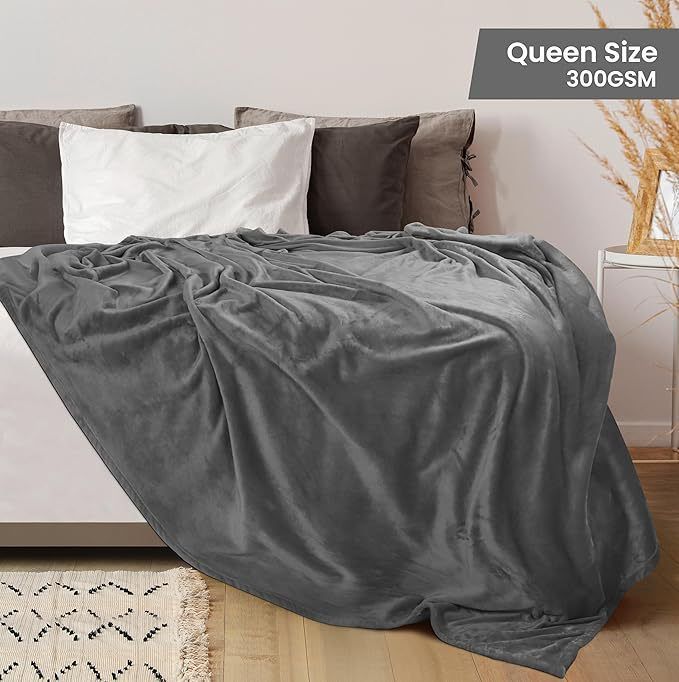 GentleSoft Fleece Bed Blankets Queen Size Grey - Soft Lightweight Plush Fuzzy Cozy Luxury Fall Blanket Microfiber, Room Home Decor Gifts for Women and Men,84x90 inches