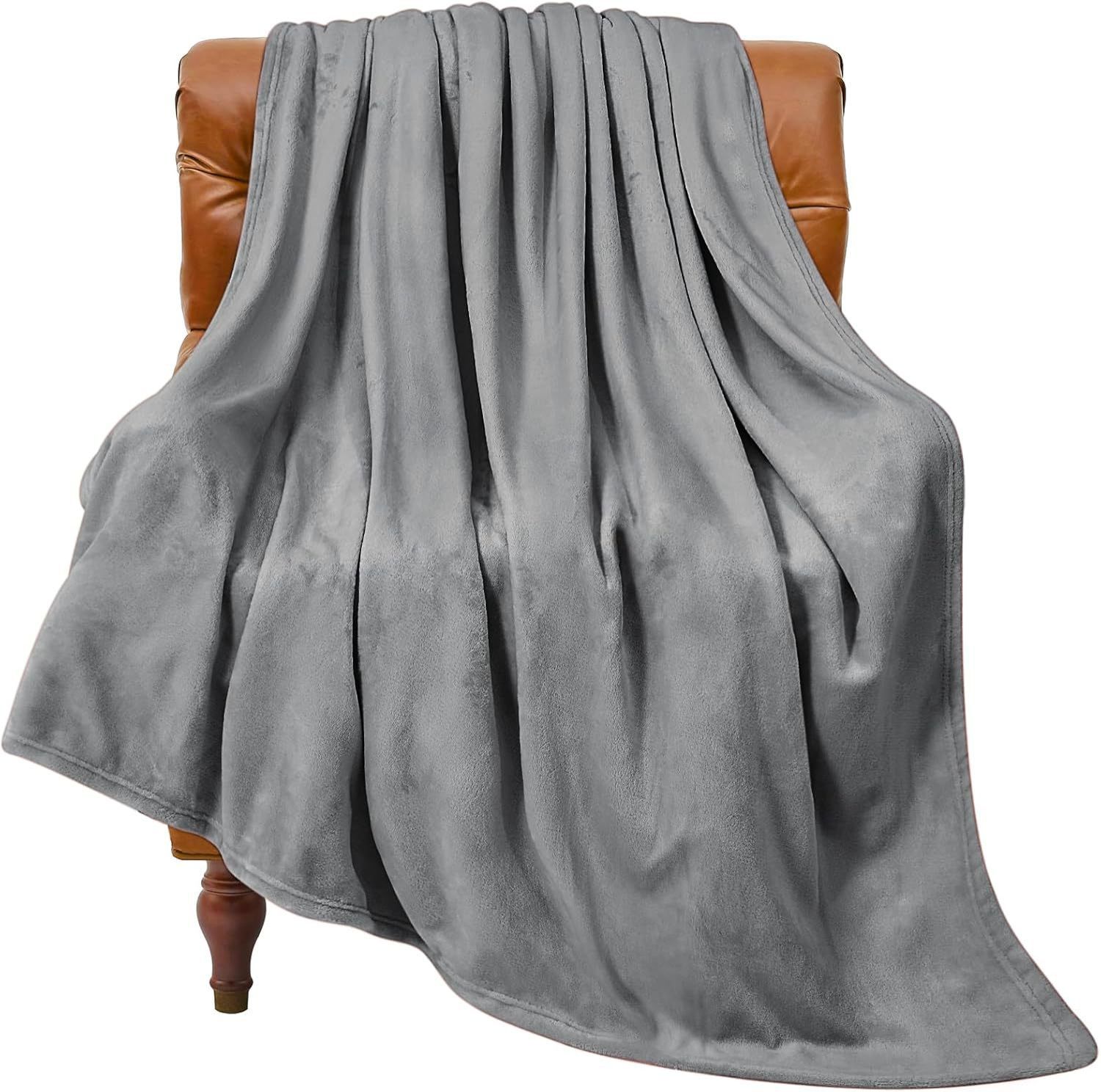 GentleSoft Fleece Bed Blankets Queen Size Grey - Soft Lightweight Plush Fuzzy Cozy Luxury Fall Blanket Microfiber, Room Home Decor Gifts for Women and Men,84x90 inches
