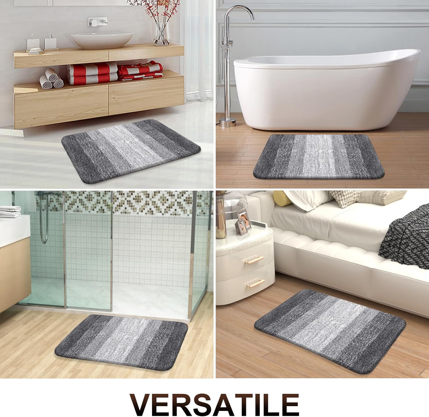 Bathroom Rugs Mat 16*24IN, Extra Soft Absorbent Microfiber Bath Rugs, Rubber Backing, Quick Dry, Machine Washable Bathtub Mats Carpet for Bathroom Floor, Tub and Shower, Home Decor Accessories Doormat