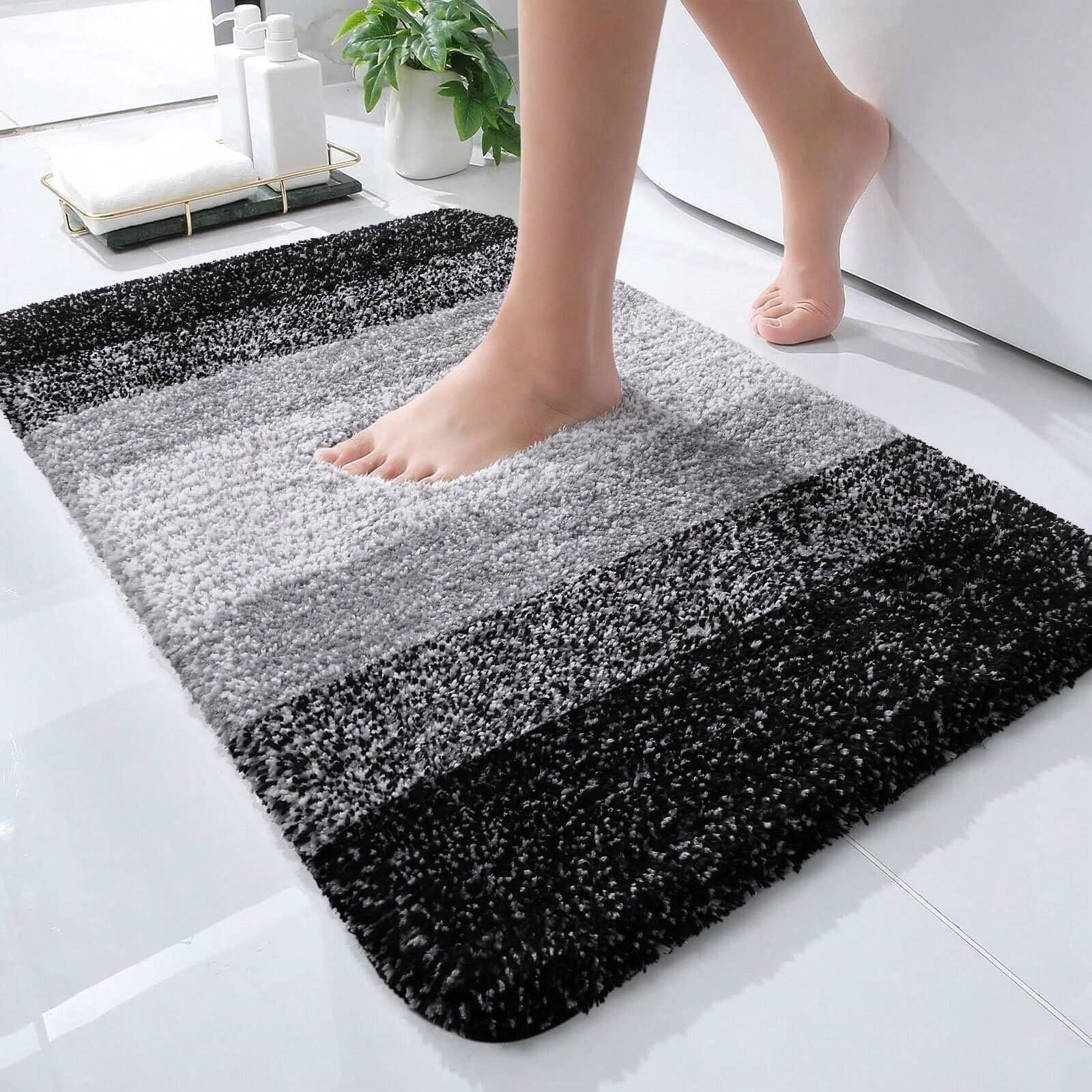 Bathroom Rugs Mat 16*24IN, Extra Soft Absorbent Microfiber Bath Rugs, Rubber Backing, Quick Dry, Machine Washable Bathtub Mats Carpet for Bathroom Floor, Tub and Shower, Home Decor Accessories Doormat