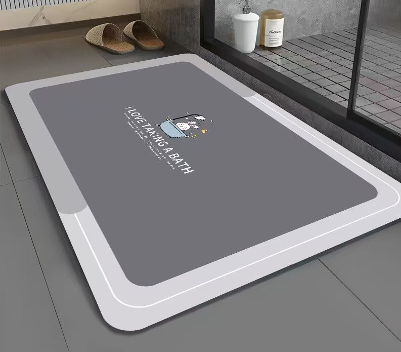 3.5mm Extra Thick Solid Color Bathroom Floor Home Non-slip Foot Absorbent Quick-drying Door Mat Bathroom Water Absorbent Rug Set Rubber Diatom Mud Anti Slip Diatomite Carpet Bath Mat